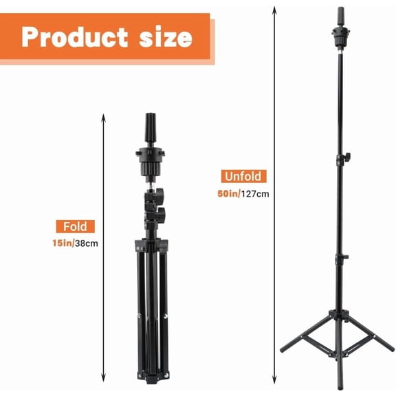 UYGDUY-Wig Head Stand, Adjustable Wigs Stand Tripod for Cosmetology Hairdressing Training, Head Block Set for Wigs Making Display with Wig Caps, T Pins C Pins Set Bristle Brush