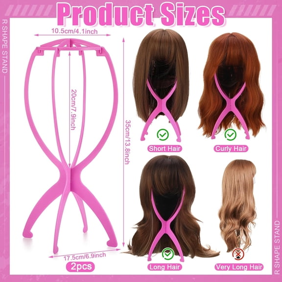 UYGDUY-Wig Storage Bags with Wig Head Stand, Travel Wigs Holder Hat Display for Women Multiple Wigs (4, Pink, 24 Inches)