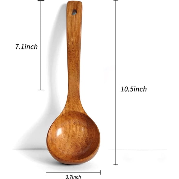 UYGDUY-Wooden Ladle with Long Handle, Handmade Soup Ladle for Cooking Kitchen Cookware
