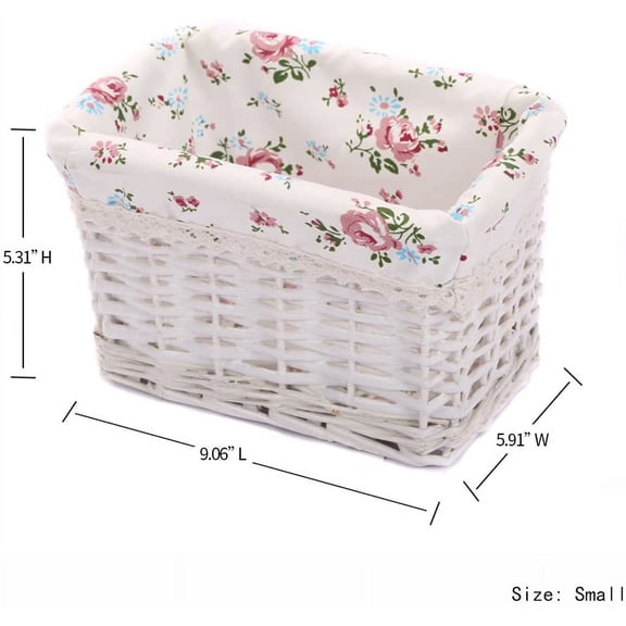UYGDUY-Woven Rectangular Wicker Storage Basket,Small Organizer Box