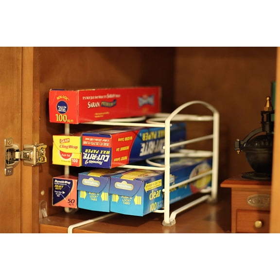 UYGDUY-Wrap Organizer Rack for Kitchen Cabinet, White (Small/Standard, 2-1/2" BOX)
