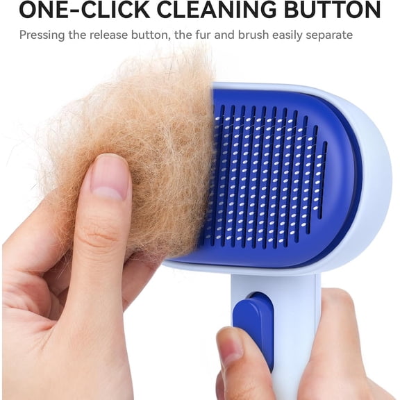 UYGDUY-aumuca Skin Friendly Self-Cleaning Slicker Brush for Dogs & Cats, Gentle Pet Grooming Tool for Shedding & Deshedding, Efficient Hair Remover for Long & Short Haired Pets