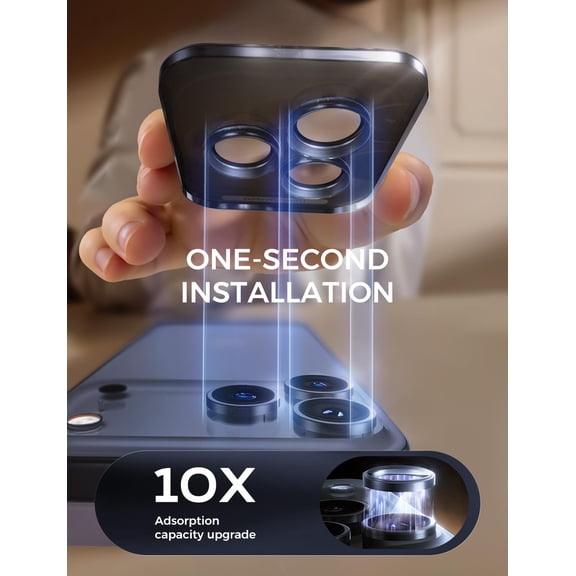 UYGDUY-for iPhone 17 Pro Max/17 Pro Camera Lens Protector [Alignment Kit&1:1 Invisible Fit] 9H Aerospace Tempered Glass, Ultra HD, Metal Individual RingCase Friendly, Set of 2,Blue