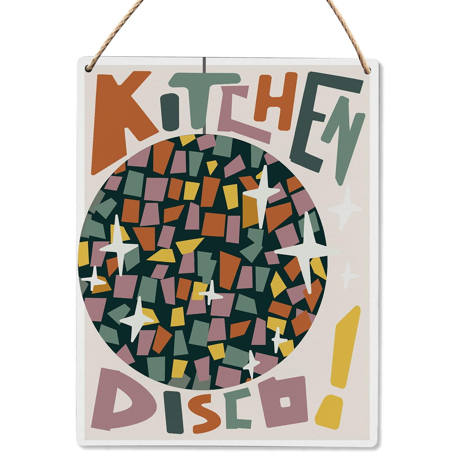 UYIKG Kitchen Signs Decor, YPF5 Kitchen Disco Wood Hanging Sign, Funny