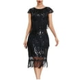 thumbnail image 1 of UYISJ 1920s Gatsby Dresses for Women Cap Sleeve Fringe Flapper Dress Roaring 20s Sequins Beaded Dress Vintage Art Deco Dress BlackXL, 1 of 8