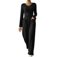 thumbnail image 1 of UYISJ 2 Piece Outfits for Women Knit Sweater Long Sleeve Crewneck Tops and Wide Leg Pants Ribbed Fall Lounge Set XL, 1 of 7