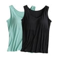 thumbnail image 1 of UYISJ 2PC Women's Padded Built in Bra Tank Tops Sleeveless Crew Neck Wireless Bra Camisole Casual Plus Size Basic Blouses, 1 of 4