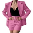 thumbnail image 1 of UYISJ Blazer Sets Women 2 Piece Outfits Business Casual Outfits Dressy Casual Pant Suits Plus Size Wide Pants Suit Set Pink S, 1 of 5