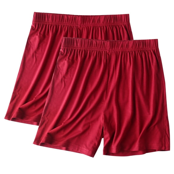 UYISJ Boxer Shorts for Women 2PC Plus Size Elastic Waist Pj Sleep Shorts Wide Leg Summer Soft Modal Comfy Pajama Lounge Shorts Wine XXL