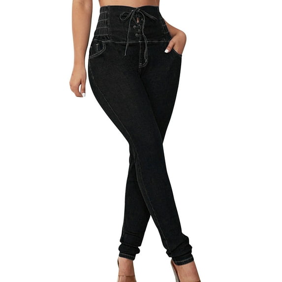 UYISJ Butt Lifting Jeans High Waisted Jeans for Women Casual Slim Fit Jeans Stretch Solid Color Trousers with Pockets S