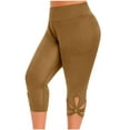 thumbnail image 1 of UYISJ Capri Leggings for Women 2024 Summer Plus Size Capris Knee Length Casual Workout Yoga Capri Pants Beach Cropped Pants Brown XXL, 1 of 9