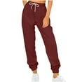 thumbnail image 1 of UYISJ Casual Joggers for Women Fleece Elastic High Waisted Yoga Sweatpants Baggy Comfy Lounge Pants with Pockets Wine M, 1 of 7