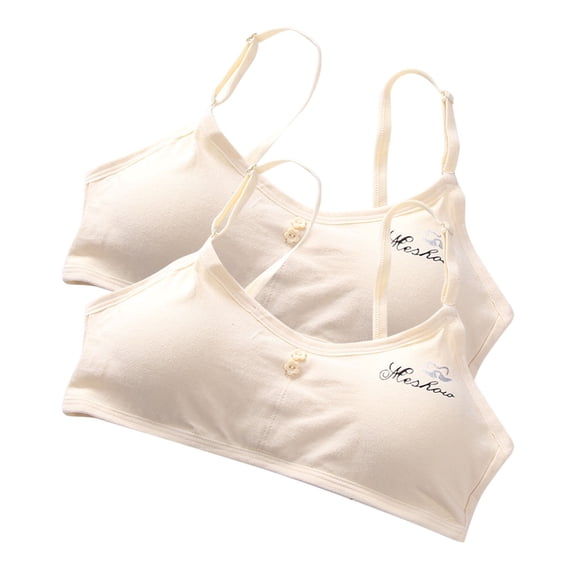 UYISJ Cotton Bras for Teen Girls 2 Packs Padded Training Bra Reversible Everyday Comfortable Bralettes No Underwire Support Cami Cotton Bras