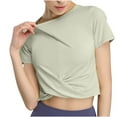 thumbnail image 1 of UYISJ Crop Tops for Women Short Sleeve Crew Neck Shirts Twist Front Workout Yoga Tops T Shirts, 1 of 7