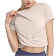 thumbnail image 1 of UYISJ Crop Tops for Women Short Sleeve Crew Neck Shirts Twist Front Workout Yoga Tops T Shirts, 1 of 7