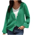 thumbnail image 1 of UYISJ Cropped Cardigan Sweaters for Women Long Sleeve Crochet Knitted Coats Shrug Open Front V Neck Button up Coats Green XL, 1 of 5