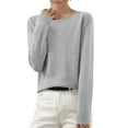thumbnail image 1 of UYISJ Fall Sweaters for Women Long Sleeve Crew Neck Lightweight Travel Hiking Shirt Pullover Loose Fit Solid Color Top Gray XXL, 1 of 6