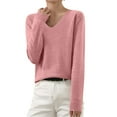 thumbnail image 1 of UYISJ Fall Sweaters for Women Long Sleeve Crew Neck Lightweight Travel Hiking Shirt Pullover Loose Fit Solid Color Top Pink XXL, 1 of 4