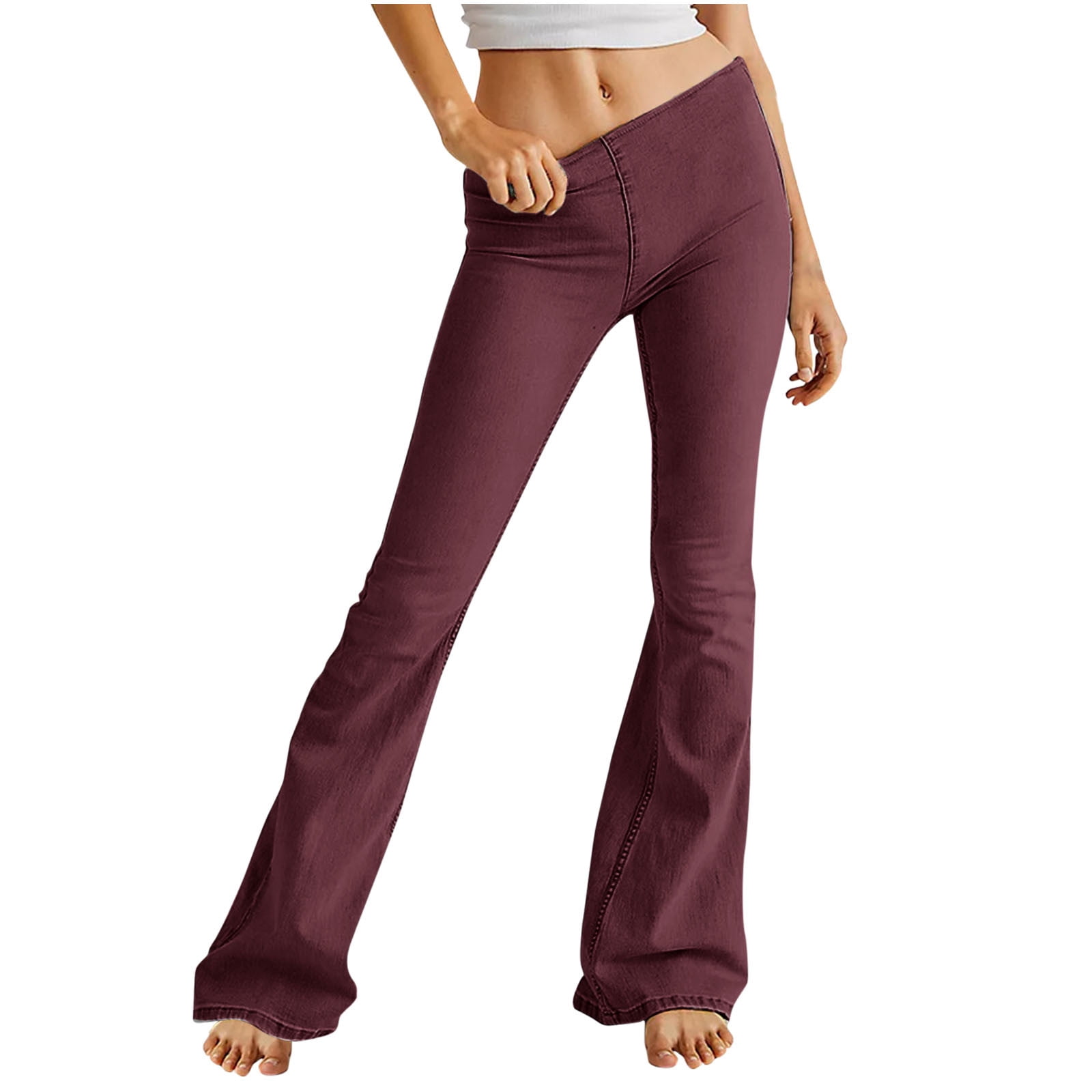 Betu Women's Bell Bottom Jeans - Stretch Flare, Dark Blue, High Waisted, Distressed, Bootcut Fit