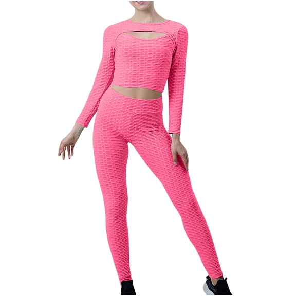 UYISJ Jogging Suits for Women Casual Two Piece Tracksuits Outfits Long Sleeve Sweatsuits Slim Fit Pants Workout Set Pink L