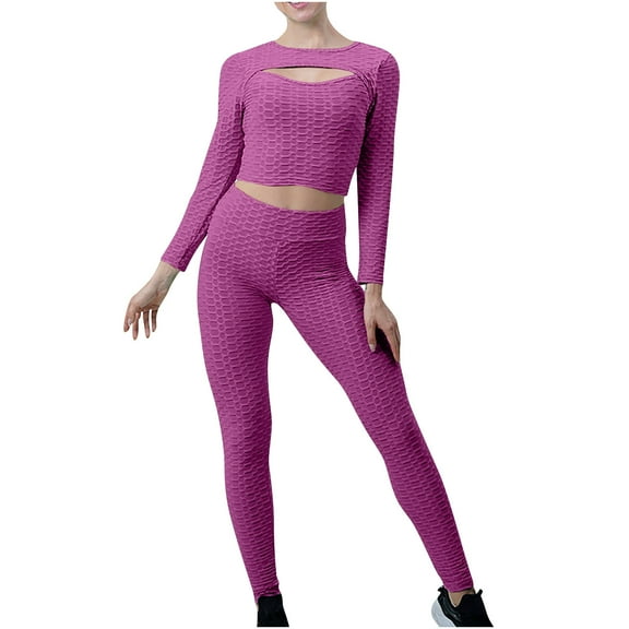 UYISJ Jogging Suits for Women Casual Two Piece Tracksuits Outfits Long Sleeve Sweatsuits Slim Fit Pants Workout Set Purple XL