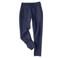thumbnail image 1 of UYISJ Linen Pants for Women Fall Casual High Waisted Drawstring Pant Drawstring Trapered Leg Jogger Trousers with Pockets Blue M, 1 of 7