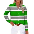 thumbnail image 1 of UYISJ Long Sleeve Button Down Shirts for Women Dressy Casual V Neck Shirts Office Work Blouses Loose Fit Tunic Tops Tshirts Green XL, 1 of 1