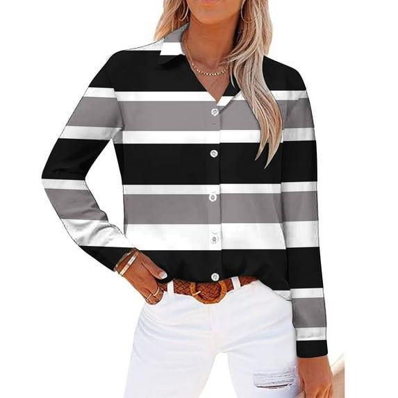 UYISJ Long Sleeve Button Down Shirts for Women Dressy Casual V Neck Shirts Office Work Blouses Loose Fit Tunic Tops Tshirts XL