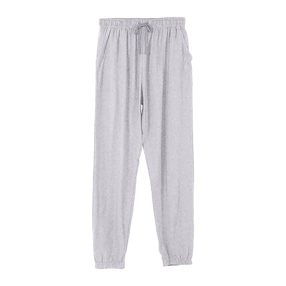 UYISJ Men's Casual Pants Knit Cotton Elastric Waist Drawstring Pajama Pants Solid Baggy Straight Athletic Pants with Pocket Gray L