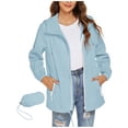 thumbnail image 1 of UYISJ Packable Rain Jacket Women Lightweight Waterproof Raincoat with Hood Pockets Outdoor Hiking Travel Windbreaker Light Blue M, 1 of 7