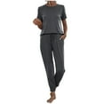thumbnail image 1 of UYISJ Pajamas for Women 2 Piece Set Lounge Sets Short Sleeve Loungewear Top with Drawstring Joggers Pants Casual Summer Outfits, 1 of 4