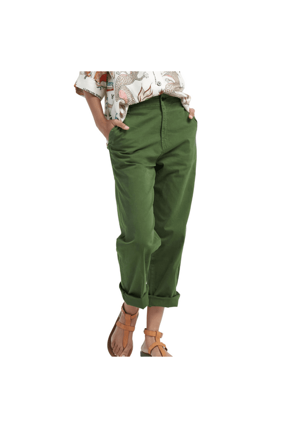 Pleated Pants for Women Casual Stretchy High Waisted Straight Leg Trousers Loose Fit Slacks Solid Color Pants with Pockets Army Green L