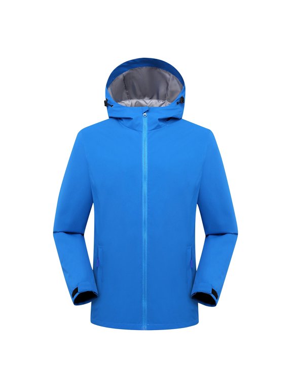Rain Jacket for Women Loose Fit Waterproof Lightweight Rain Coat Hiking Windbreaker Jacket with Hood Blue XL