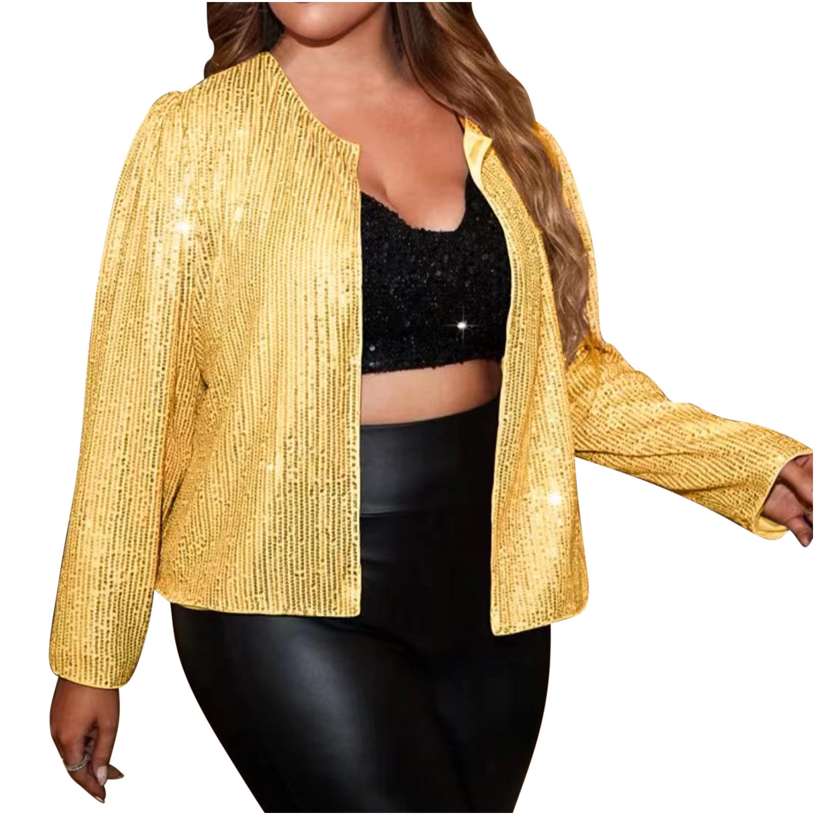 UYISJ Sequin Jacket for Women Fashion Sparkle Cardigan Coat Long