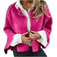 thumbnail image 1 of UYISJ Sherpa Fleece Jacket Women Oversized Open Front Cardigan Sweaters Button Up Coat Cotton Fall Winter Outerwear Hot Pink S, 1 of 6