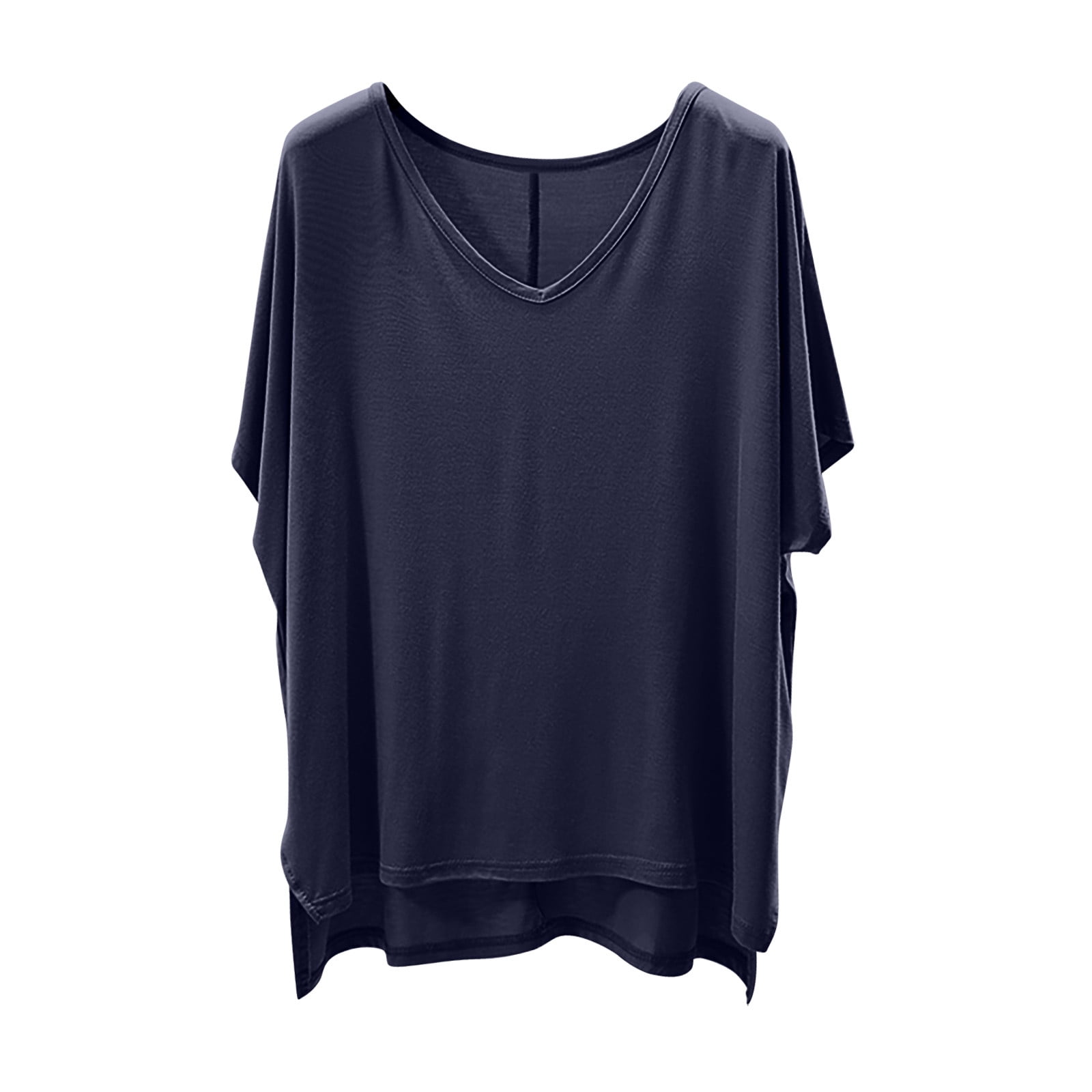UYISJ Short Sleeve Tops for Women Oversized V Neck Batwing Shirts Side ...