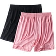 thumbnail image 1 of UYISJ Shorts for Women 2PC Plus Size Elastic Waist Boxer Shorts Pj Sleep Shorts Wide Leg Summer Soft Modal Comfy Pajama Lounge Shorts Pink XL, 1 of 3