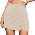 thumbnail image 1 of UYISJ Skorts for Women High Waisted Skirt with Shorts Side Slit Pull On Stretchy Mini Skirts Casual Shiny Velvet Going out Shorts Beige M, 1 of 8