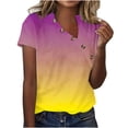 thumbnail image 1 of UYISJ Summer Tops for Women 2024 Trendy V Neck Button Short Sleeve Shirts Casual Loose Comfy Tunic Clothes, 1 of 5
