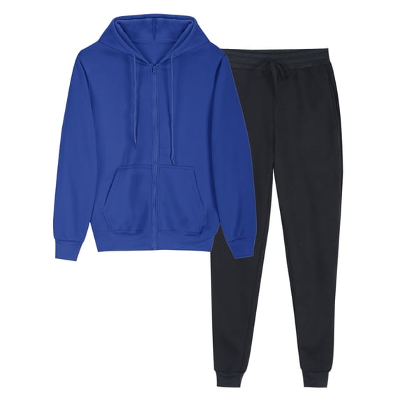 UYISJ Sweat Set for Women Zip Up Hoodie and Sweatpants Set Comfy Matching Sweatsuits Oversized Hoodies Joggers with Pocket Blue M