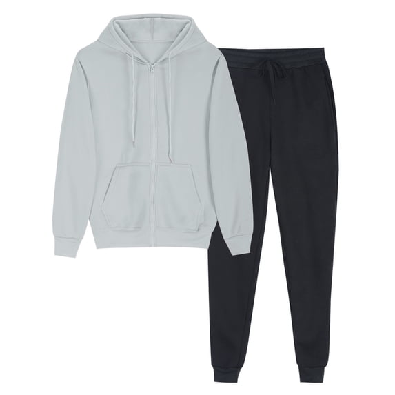 UYISJ Sweat Set for Women Zip Up Hoodie and Sweatpants Set Comfy Matching Sweatsuits Oversized Hoodies Joggers with Pocket Gray M