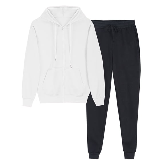 UYISJ Sweat Set for Women Zip Up Hoodie and Sweatpants Set Comfy Matching Sweatsuits Oversized Hoodies Joggers with Pocket L