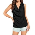 thumbnail image 1 of UYISJ Tank Top for Women Sleeveless Cowl Neck Drape Ruched Front Blouse Trendy Going Out Tops Business Basic Tunic Shirt Black XXL, 1 of 6