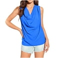 thumbnail image 1 of UYISJ Tank Top for Women Sleeveless Cowl Neck Drape Ruched Front Blouse Trendy Going Out Tops Business Basic Tunic Shirt Blue XL, 1 of 6