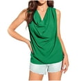 thumbnail image 1 of UYISJ Tank Top for Women Sleeveless Cowl Neck Drape Ruched Front Blouse Trendy Going Out Tops Business Basic Tunic Shirt Green S, 1 of 6