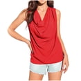 thumbnail image 1 of UYISJ Tank Top for Women Sleeveless Cowl Neck Drape Ruched Front Blouse Trendy Going Out Tops Business Basic Tunic Shirt Red S, 1 of 6