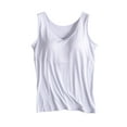 thumbnail image 1 of UYISJ Tank Tops for Women Built in Bra Camisole Sleeveless Solid Color Basic Shirt Padded Tee Shirt, 1 of 4