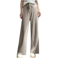 thumbnail image 1 of UYISJ Wide Leg Sweatpants for Women Casual Elastic High Waisted Trousers Drawstring Long Open Bottom Pants with Pockets Khaki XL, 1 of 6