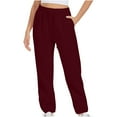 thumbnail image 1 of UYISJ Wide Leg Sweatpants for Women Elastic High Waisted Drawstring Loose Pants Tapered Leg Trousers with Pockets Wine M, 1 of 6