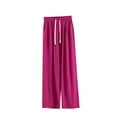 thumbnail image 1 of UYISJ Wide Leg Trousers for Women Solid Color Elastic High Waisted Drawstring Lightweight Pants Loose Fit Lounge Causal Pants with Pockets Hot Pink XL, 1 of 8